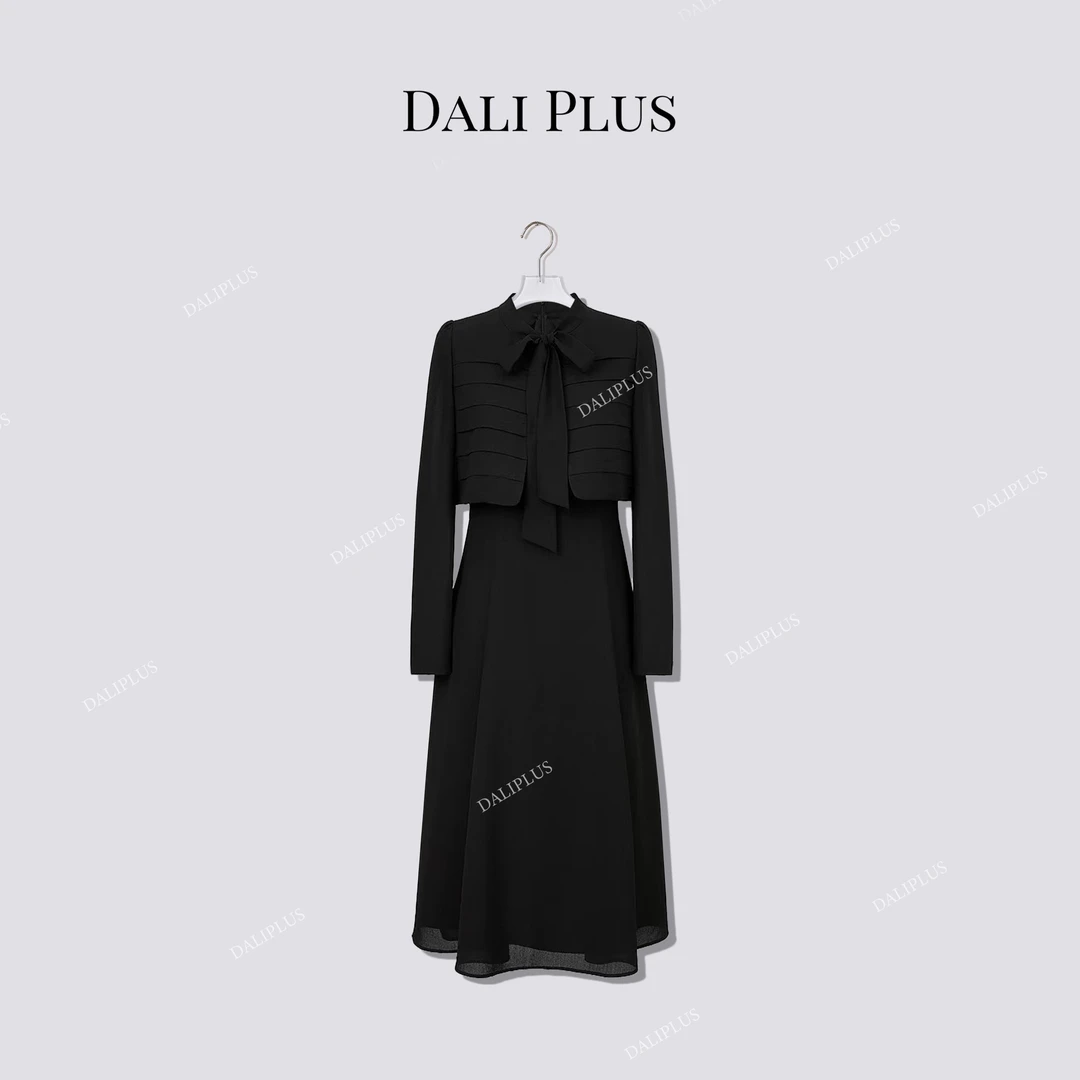 DALI PLUS”假两件斗篷系带连衣裙“百搭通勤连衣裙-D5LT2329