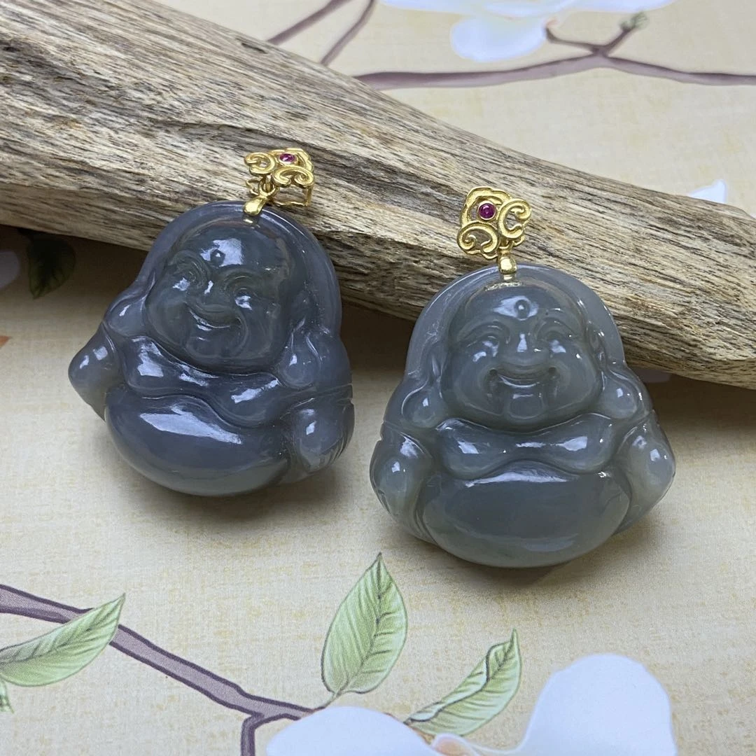 【星浩珠宝】18k金镶和田玉吊坠13-3T06H205【多样性发1件】29*29配链