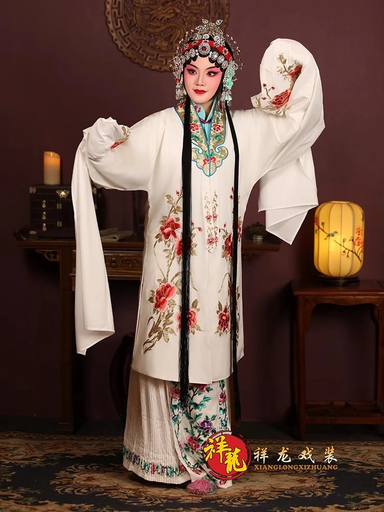 祥龙戏装京剧戏曲演出服装青衣花旦水袖衣白蛇传软绉金枝牡丹女披