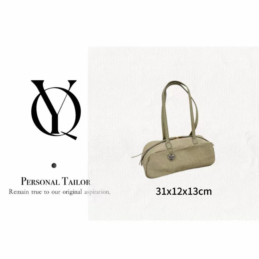 YUQIAO/【Apricot】进口牛皮腋下法棍包中古9199杏色