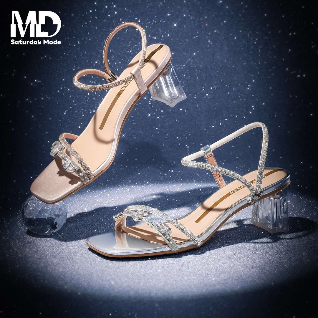 【千颂妮专享】SATURDAYMODE一字带粗跟凉鞋女夏绝高跟鞋MDD2115D02