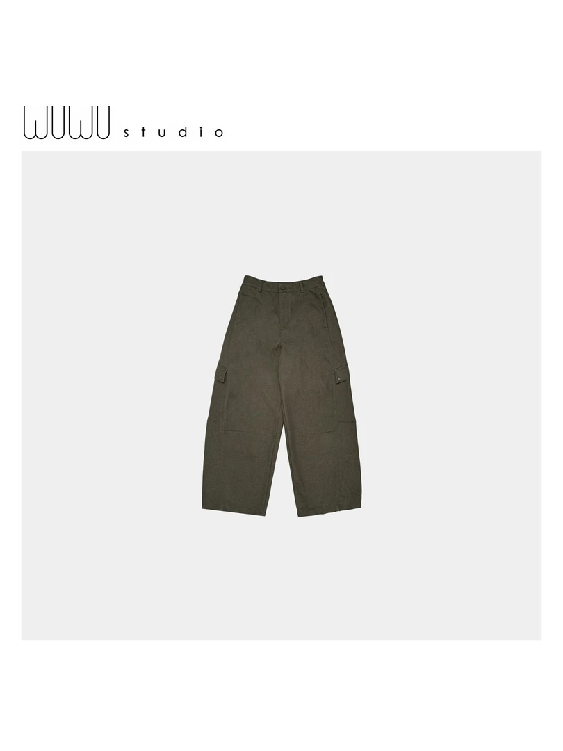 WUWU STUDIO【光辉】美式巴恩风解构弯刀牛仔裤多口袋工装裤3410