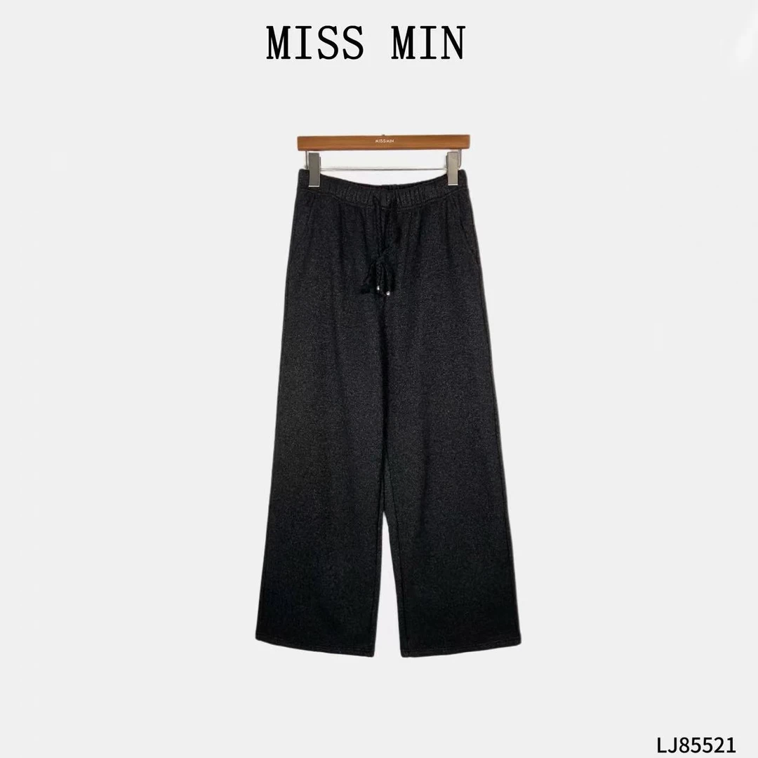 MISS MIN【闲暇】加绒松紧腰直筒清冷系通勤百搭显瘦休闲裤LJ85521