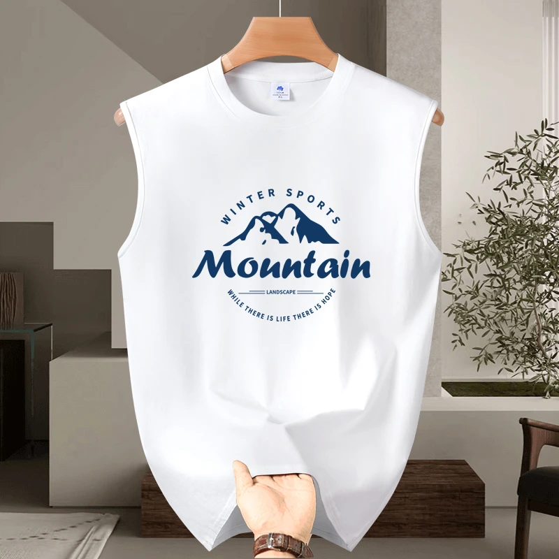 夏季2025新款圆领宽肩无袖棉坎肩男运动健身纯棉背心男款打底情侣