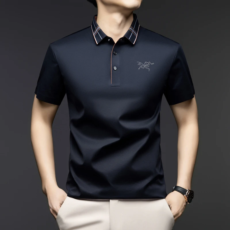 【清仓折扣】刺绣鸟家冰感短袖Polo衫男士夏季高档无痕商务上衣T恤
