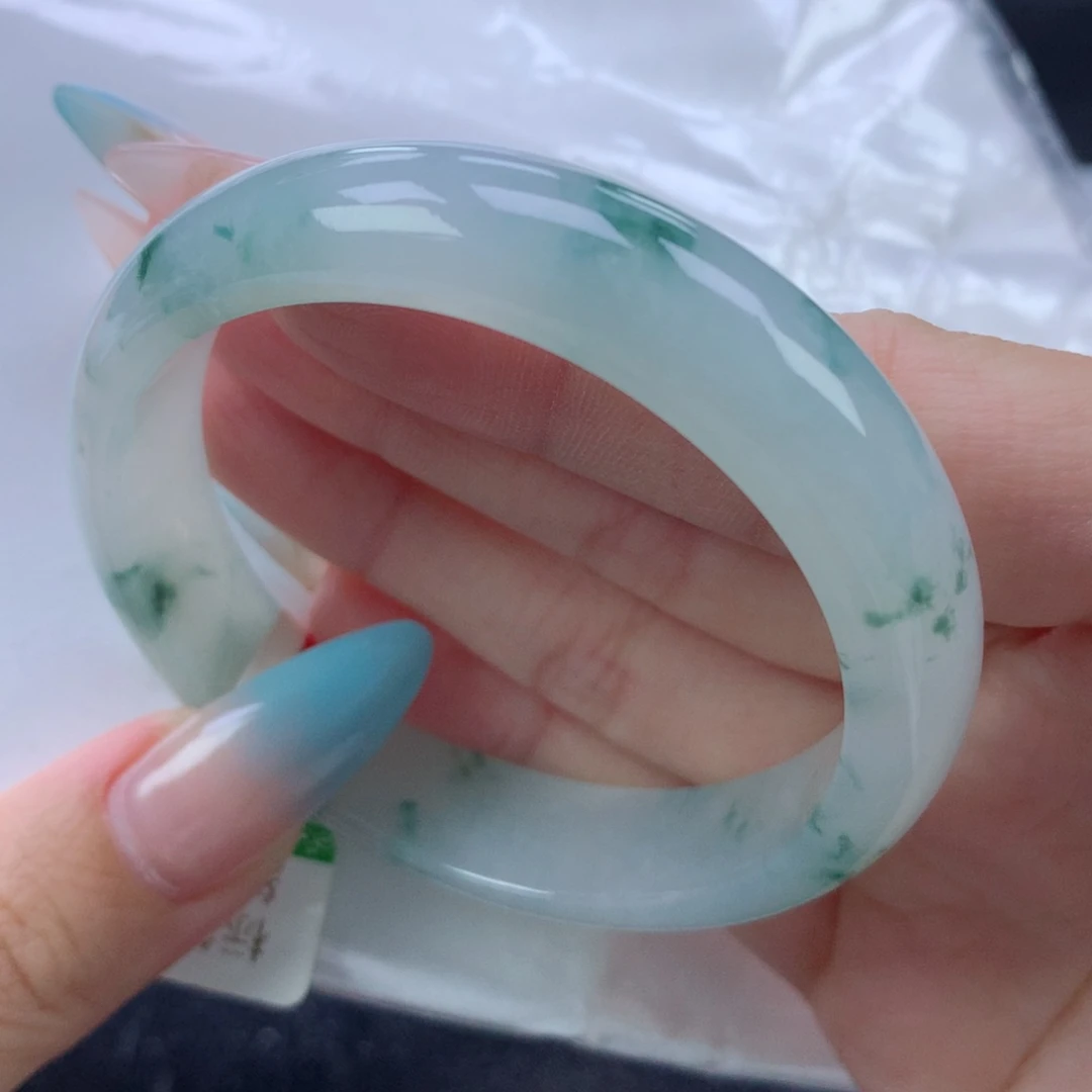 翡翠手镯未镶嵌缅甸天然翡翠A货56.7贵妃