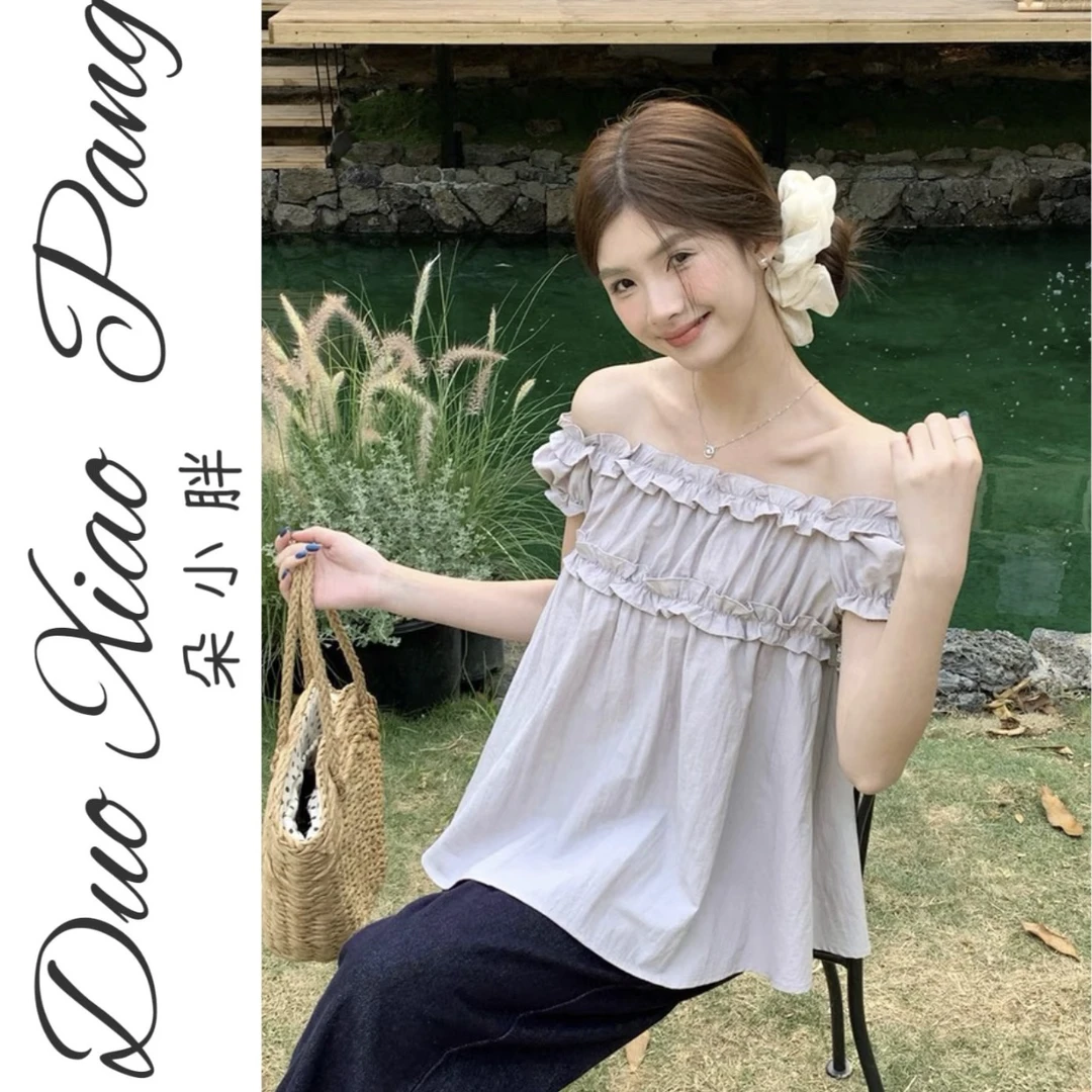 约会日大码设计感可一字肩宽松显瘦百搭上衣72204