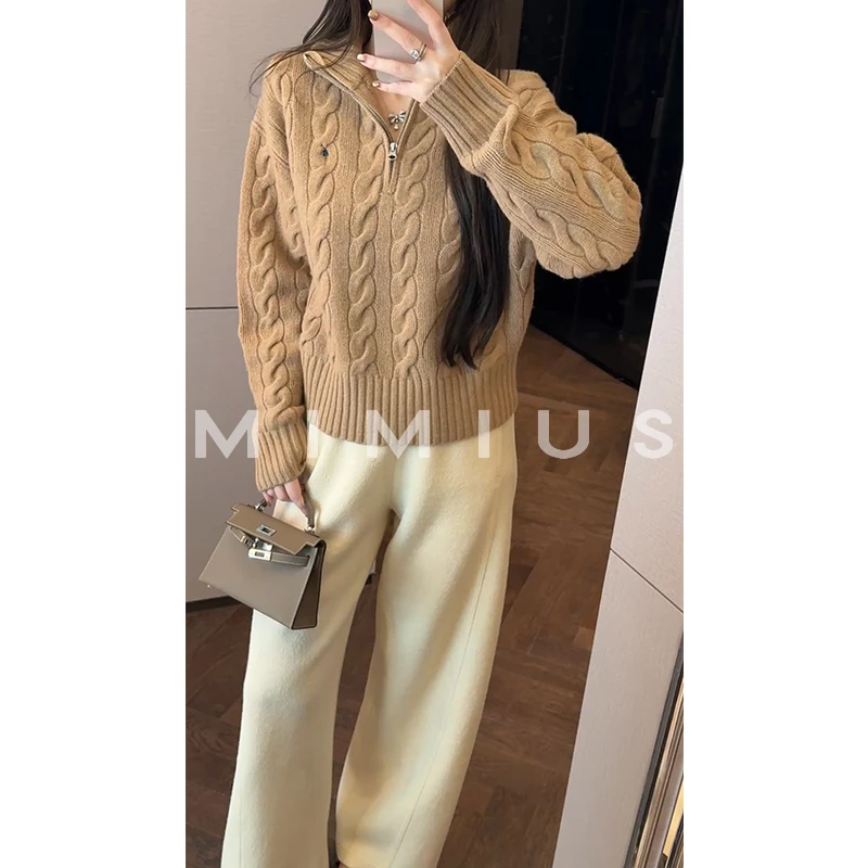 【mimius】U 复古绞花经典小刺绣立领毛衣 WG09101