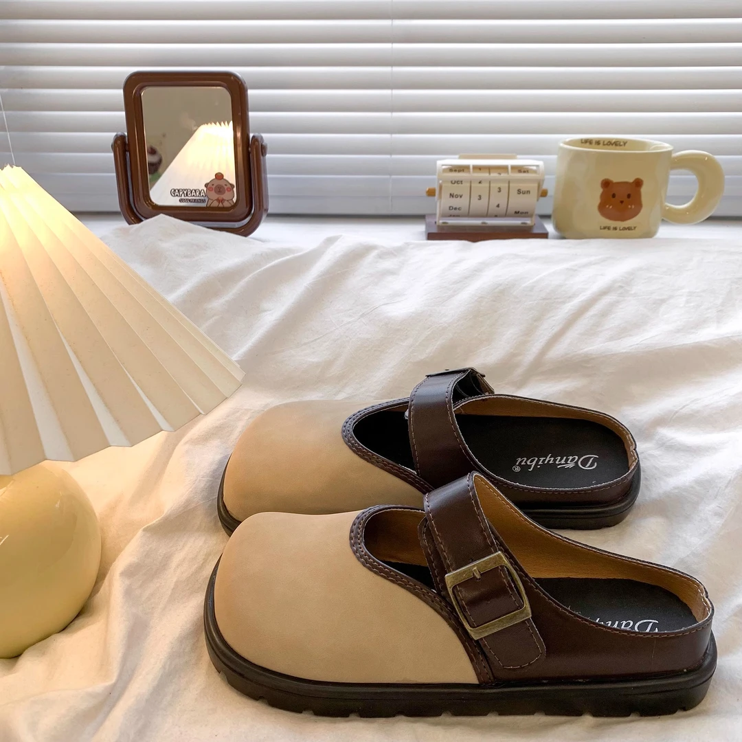 啄木鸟厚底勃肯鞋拖鞋春夏外穿2025女鞋法式凉拖鞋配裙子包头半拖