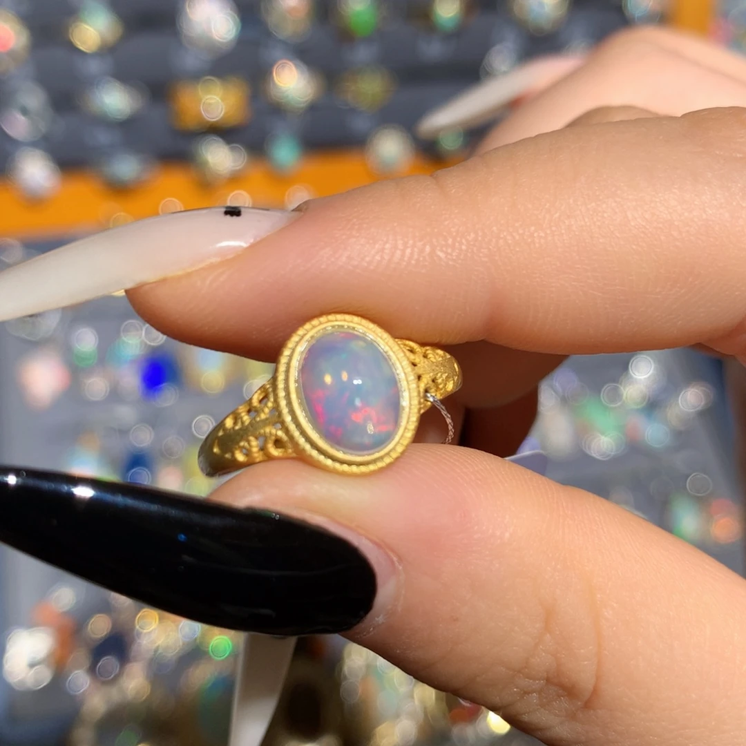 银S925镶嵌欧泊欧泊戒指t