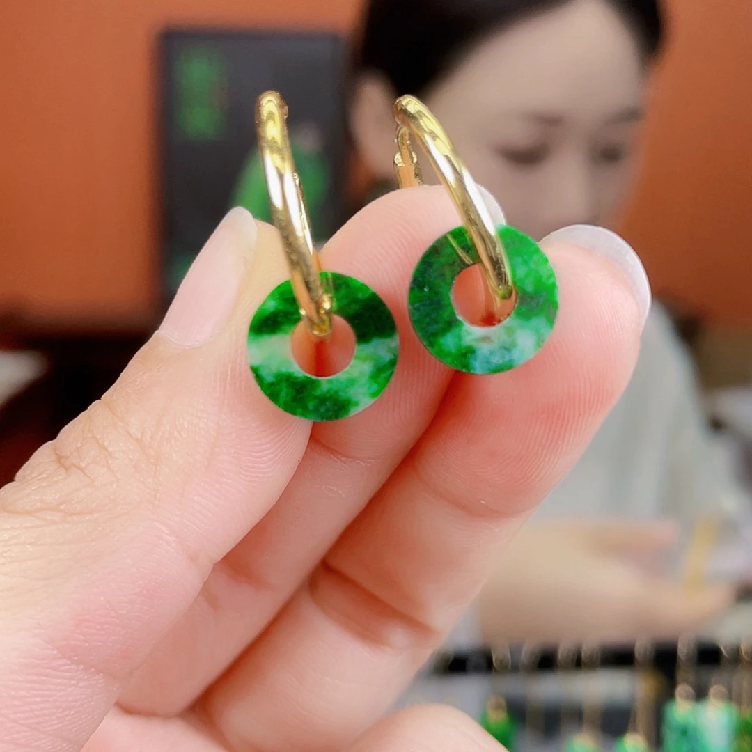 翡翠未镶嵌耳饰饰品