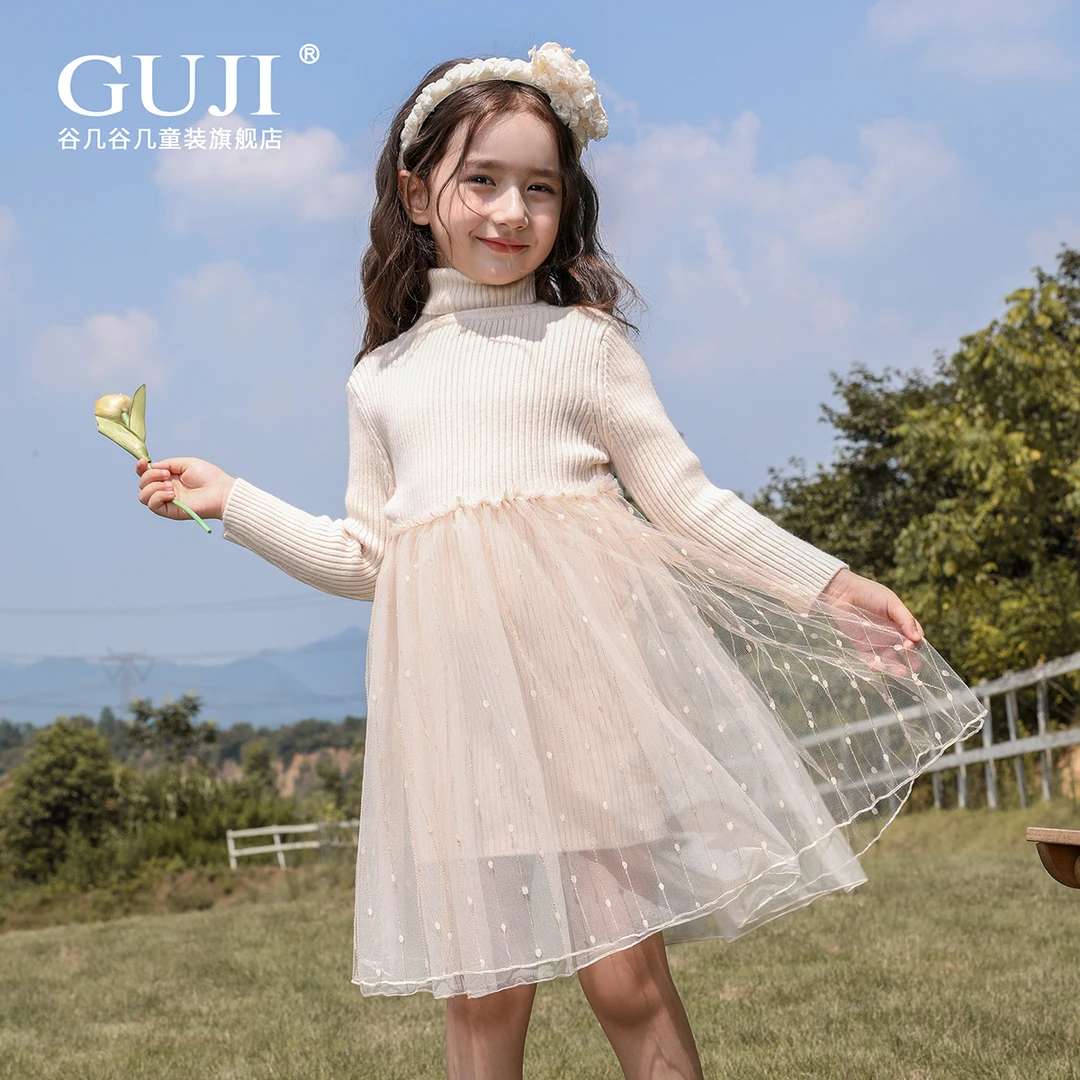 女童网纱连衣裙秋冬时尚新款儿童洋气休闲裙子公主裙