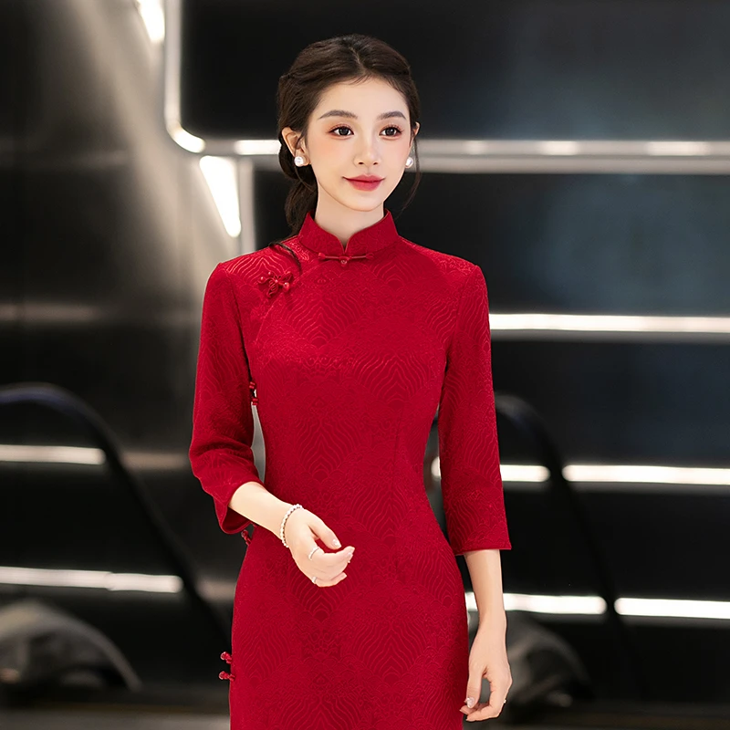 10月份穿的喜婆婆婚宴装2025新款高端结婚妈妈礼服平时可穿旗袍