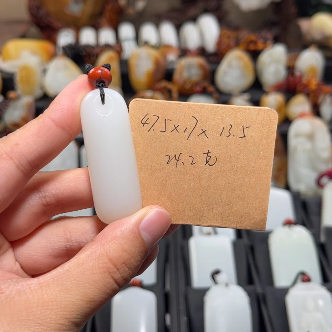 和田玉未镶嵌颈饰水**7纯手工小奶条