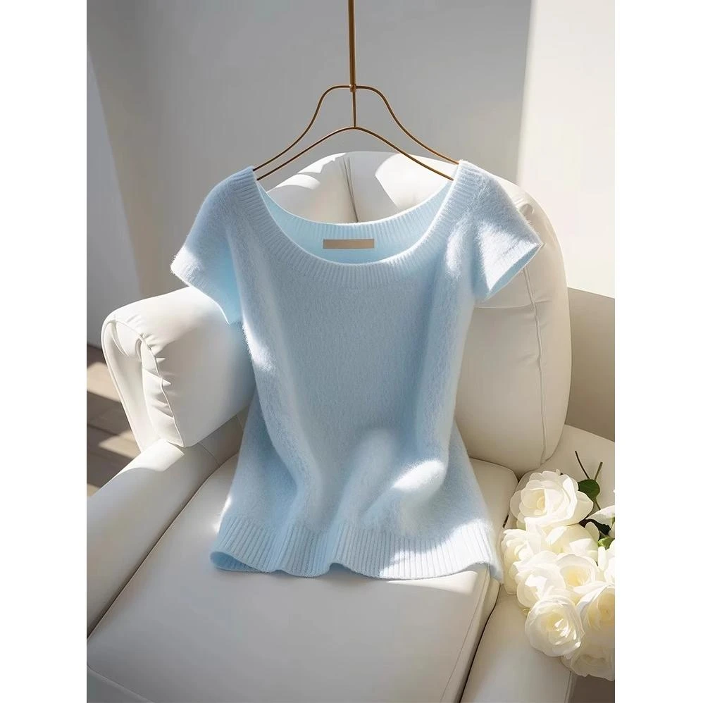 夏季新款绝美洋气小众独特别致上衣高级感时尚漂亮短袖针织t恤女