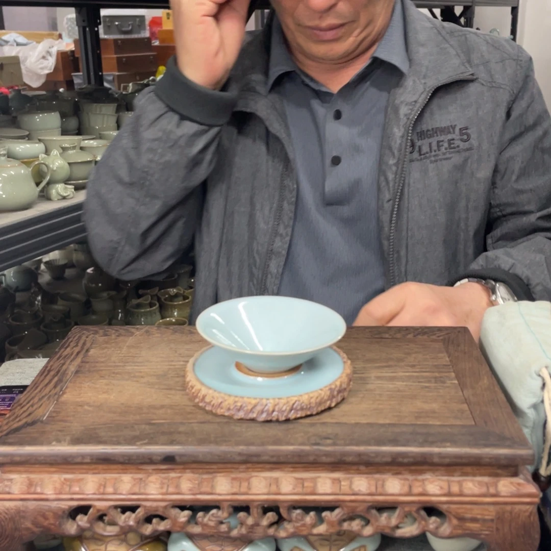 瓷片天青手拉问道杯