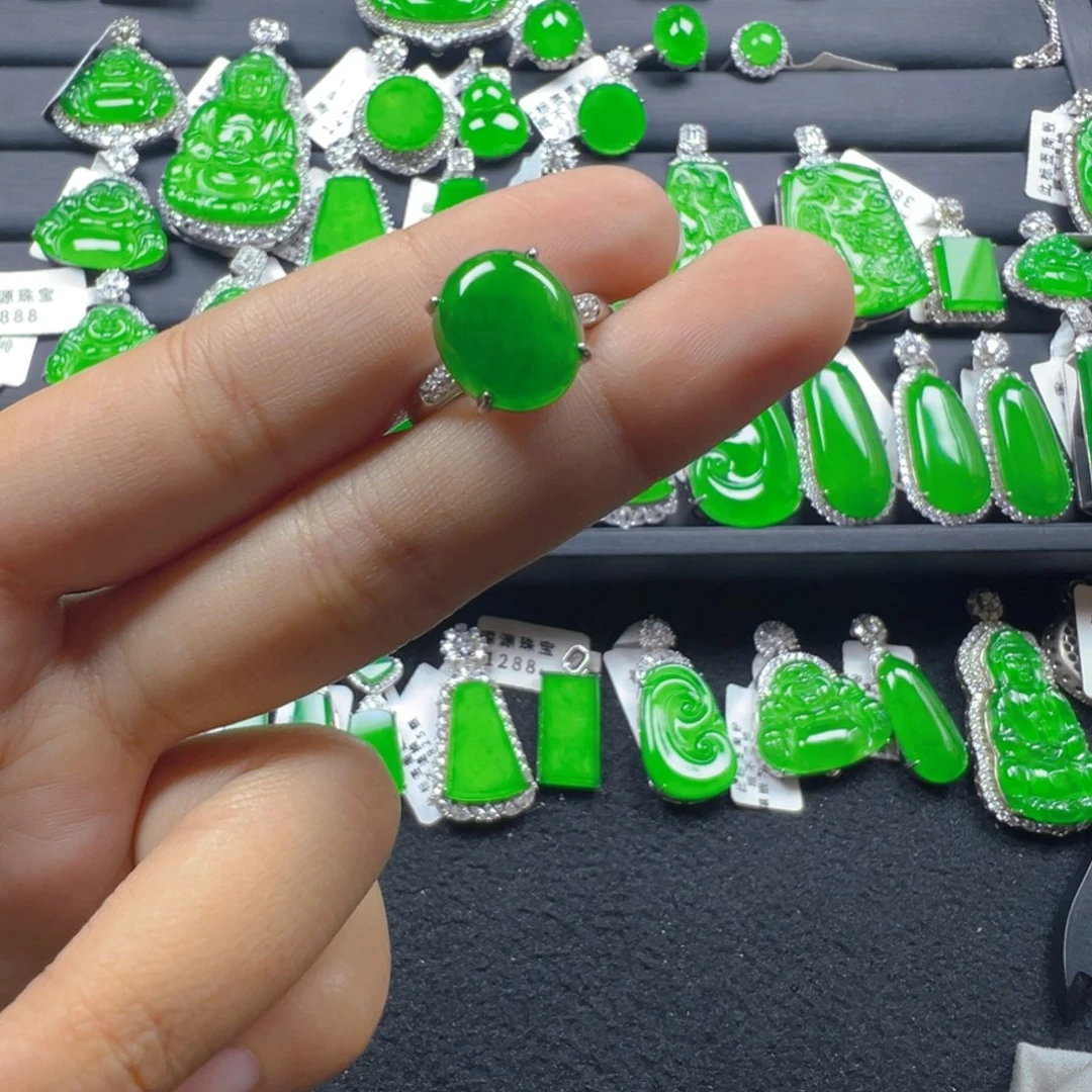 翡翠银S925镶嵌戒指