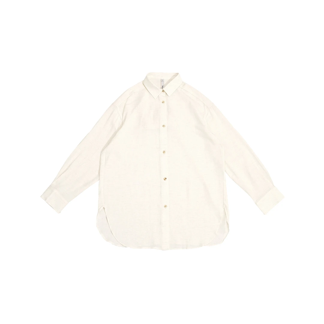 设计师原创新款舒适慵懒简约小众高级纯色‘亚麻’’长袖衬Z351072