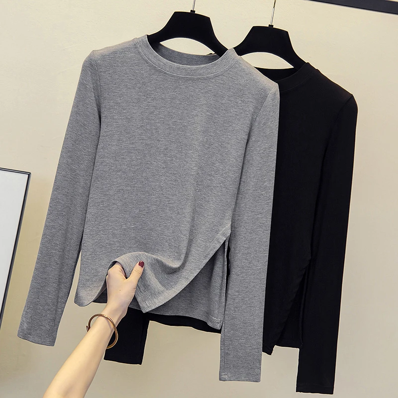 大码女装2025春装新款洋气显瘦T恤上衣胖妹妹宽松显瘦打底衫8815