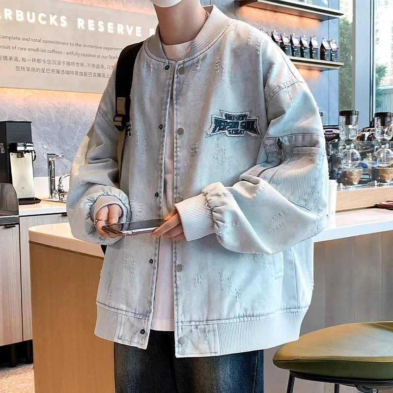 JEEPSPIRIT5春季新款潮流百搭牛仔夹克男士美式潮牌宽松百搭外套