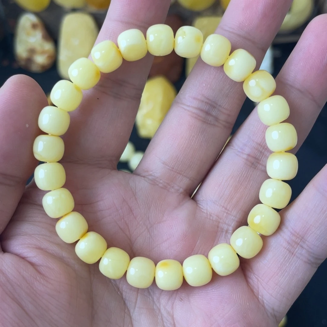 琥珀未镶嵌手串8+俄料浓蜡精工老型手串