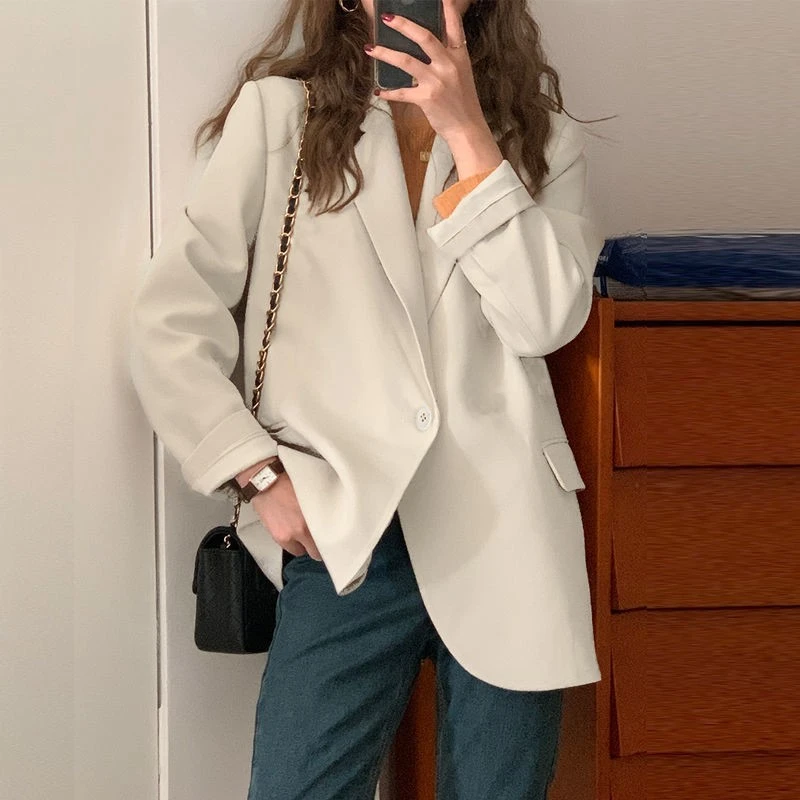 黑色小西装外套女2025春秋季英伦风休闲气质时尚职业米白西服炸街