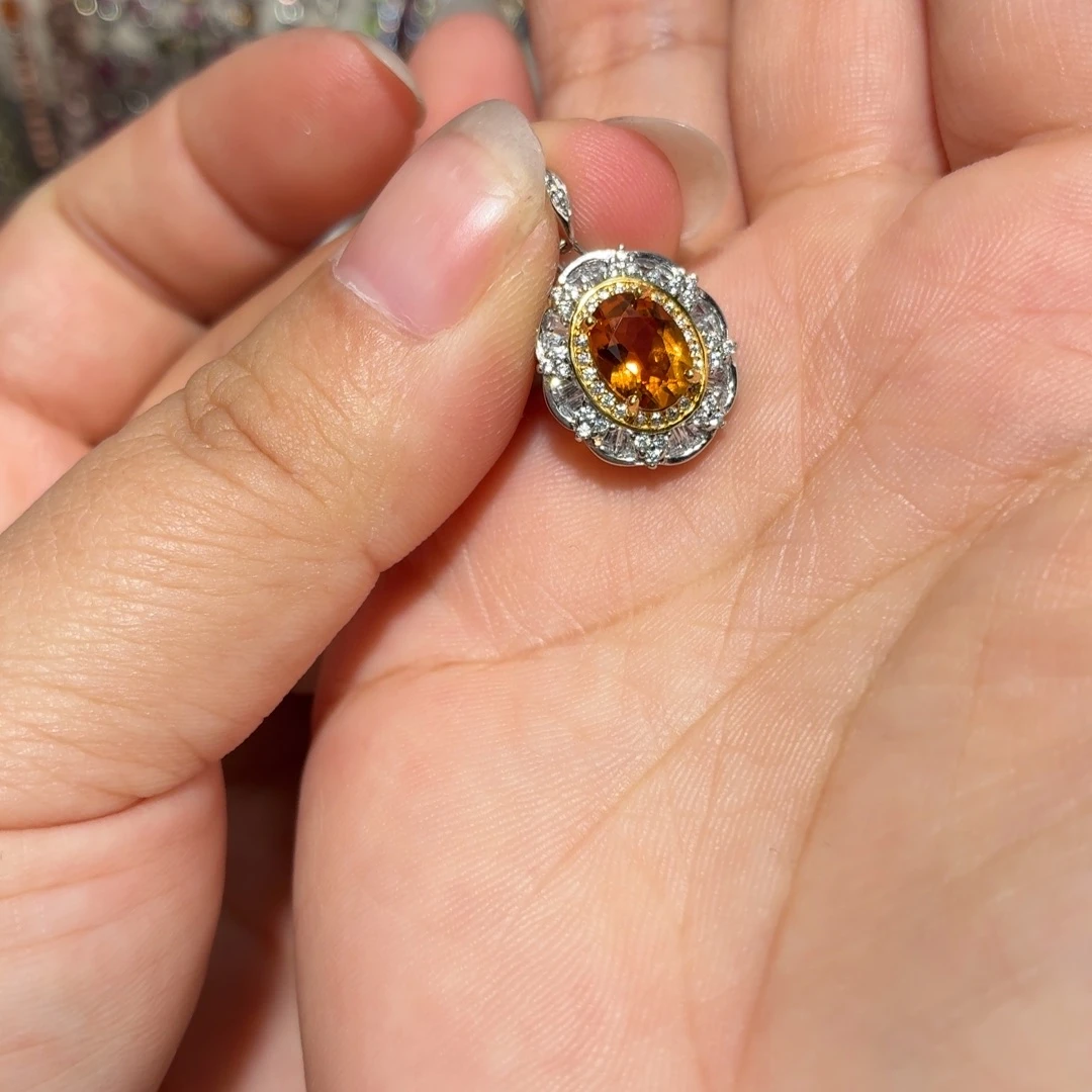 银S925镶嵌颈饰黄晶