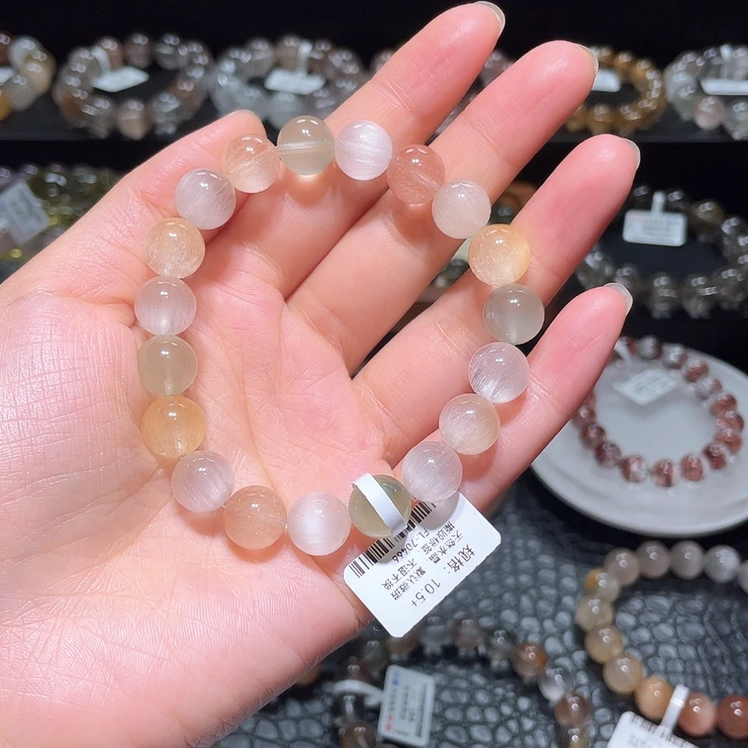 水晶手链未镶嵌兔毛手链，晶体通透 