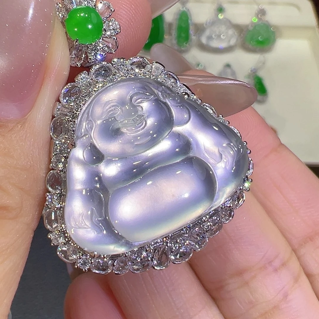 翡翠18K金镶嵌吊坠(不含链)翡翠