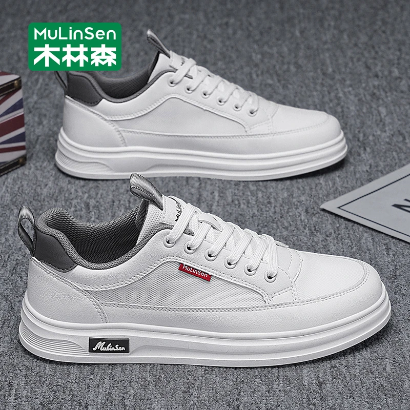 木林森板鞋男款2025新款秋季透气网面运动休闲高级感百搭小白鞋男