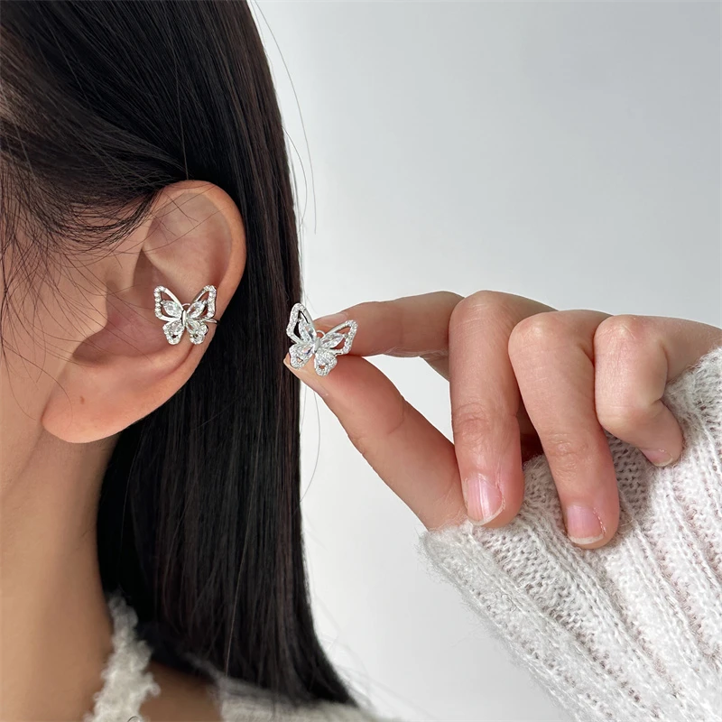 合金亚克力耳饰 E0502-1甜美轻奢蝴蝶耳夹气质时尚百搭ins超仙
