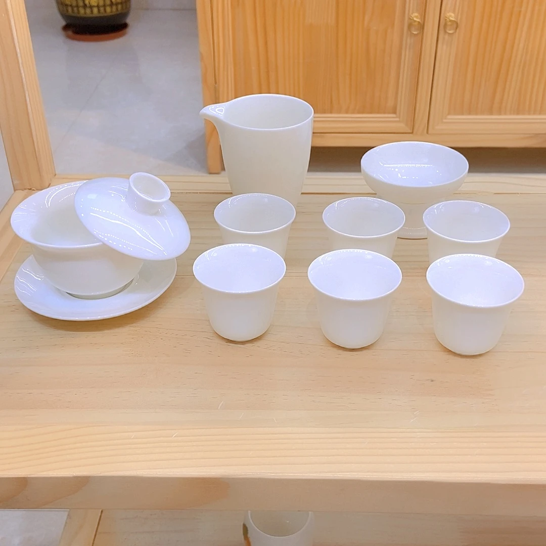 羊脂玉瓷茶具套装