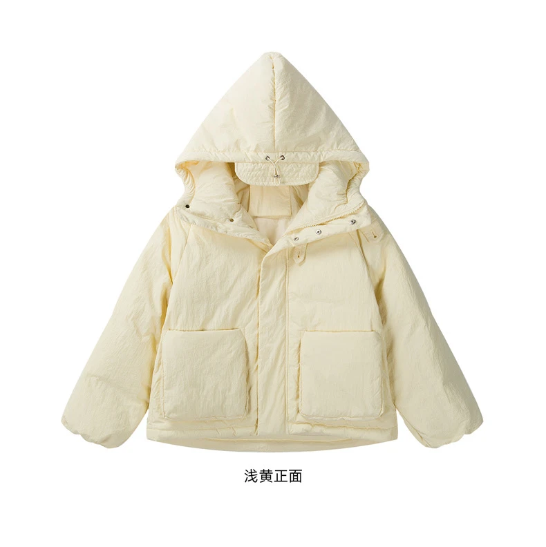 【婷哥专属】设计师款连帽羽绒服立领大口袋短款蓬松百搭面包服外套