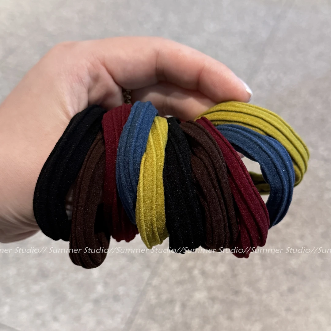 不抽白丝~弹力好 5根装加粗加厚毛巾圈发绳高马尾发圈无接缝学生