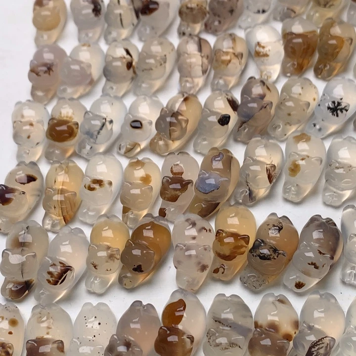 玛瑙/玉髓未镶嵌玛瑙草花趴趴猫