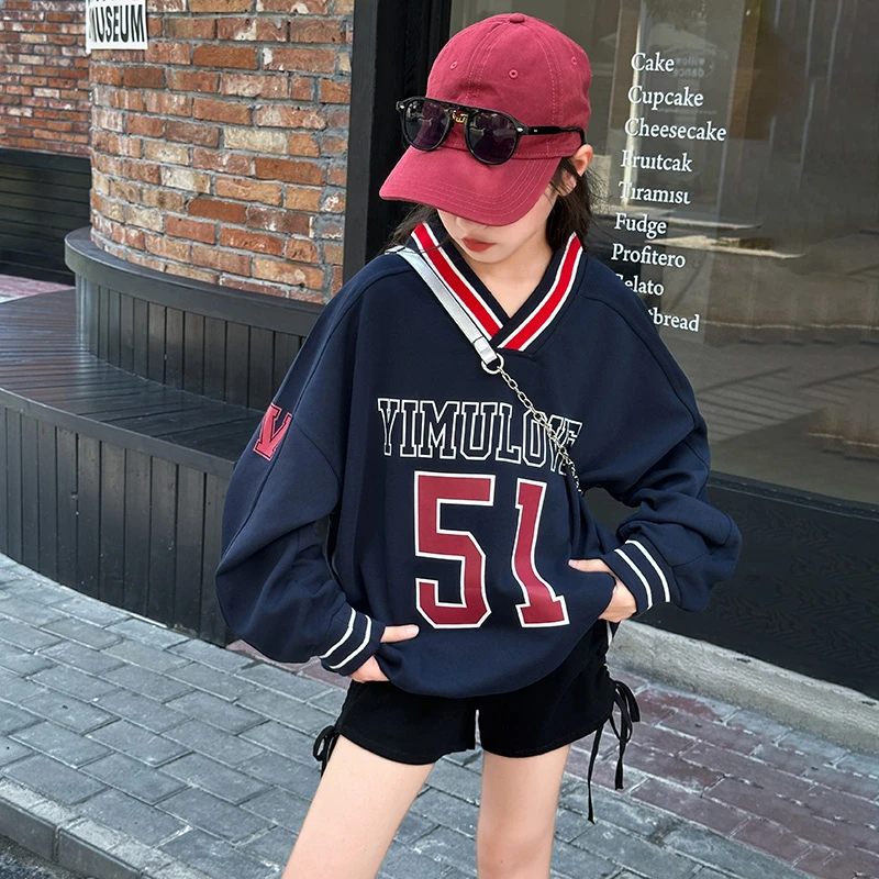 女童卫衣秋季2025新款洋气时髦女大童秋装6-12岁儿童长袖上衣春秋