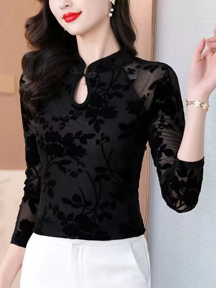 恒鑫安镂空加绒蕾丝小衫-39