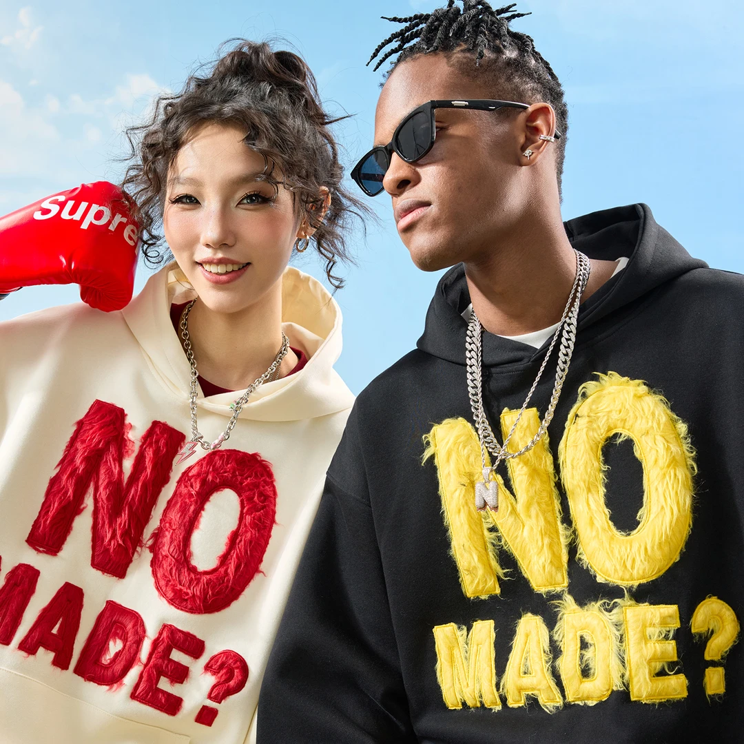 Nuthink美式复古毛绒刺绣字母连帽卫衣潮牌加绒男女2025秋新款