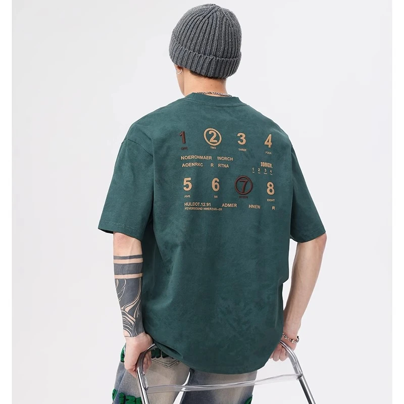 MR.MUDI/穆迪先生男士短袖男夏季设计感印花刺绣t恤新款情侣体恤