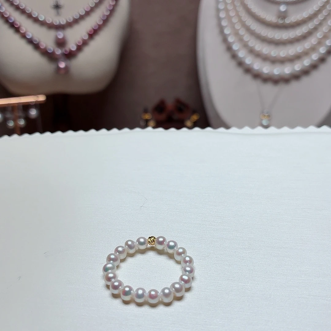 淡水珍珠颈饰银S925镶嵌3.5-4 小米珠戒指