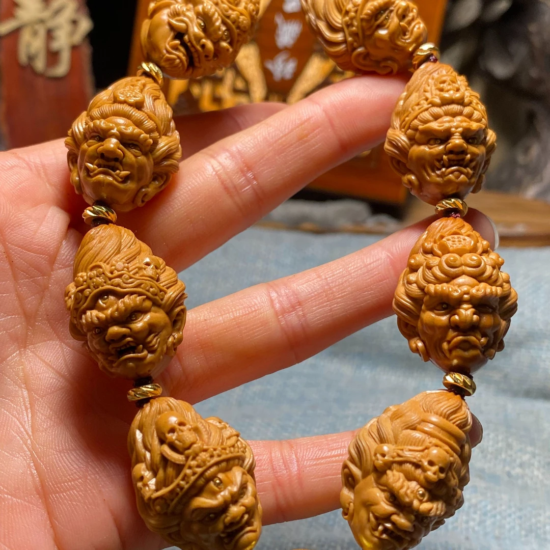 手工八大冥王橄榄核雕手串文玩男女通用