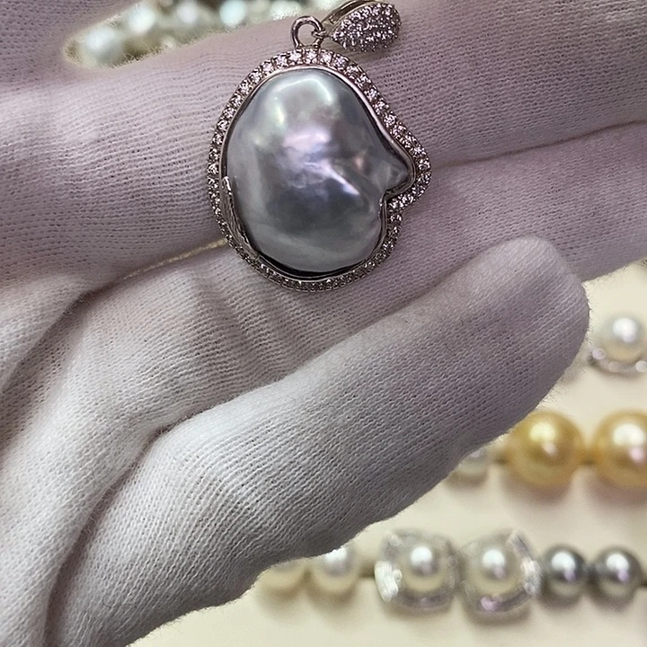 颈饰银S925镶嵌海水珍珠