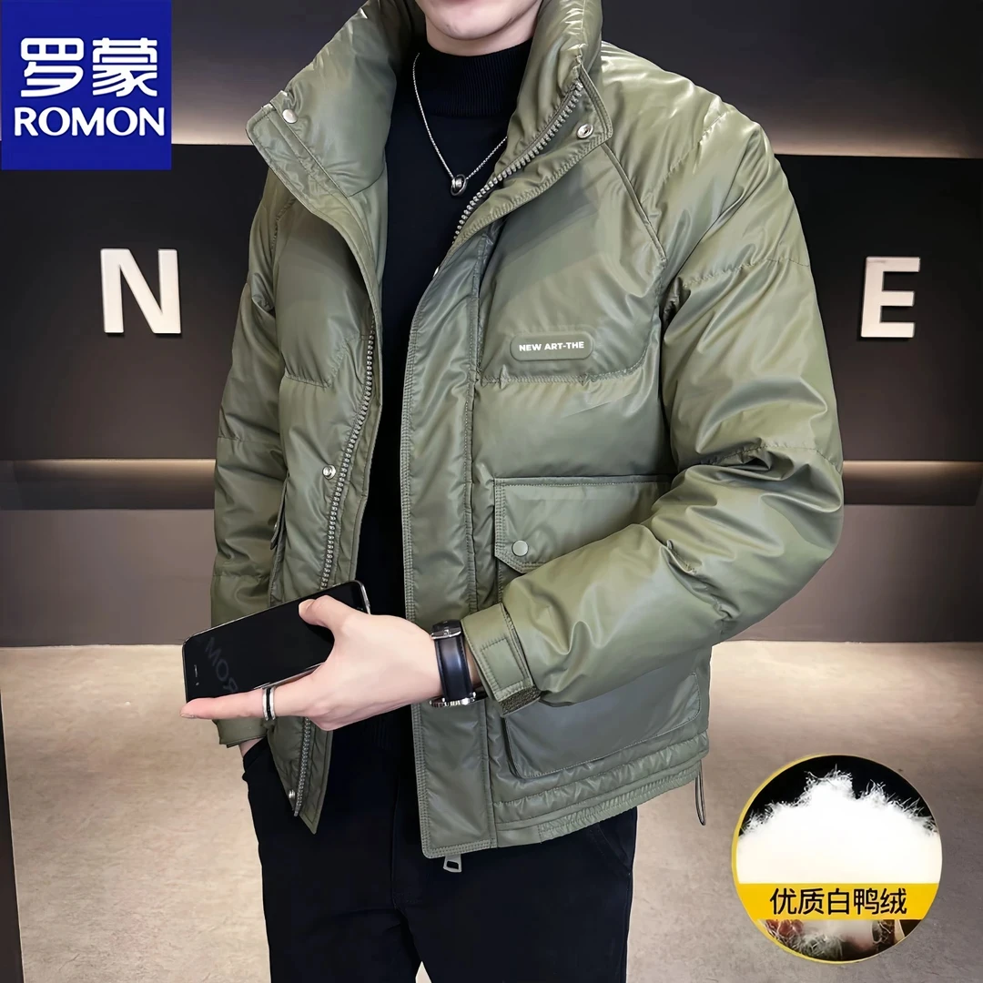 罗蒙冬季新款男士羽绒服外套时尚百搭休闲保暖加厚立领短款外套潮