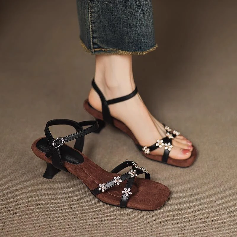 法式绝美小凉鞋女夏外穿踩屎感细跟软底不累脚高跟鞋爆款女鞋