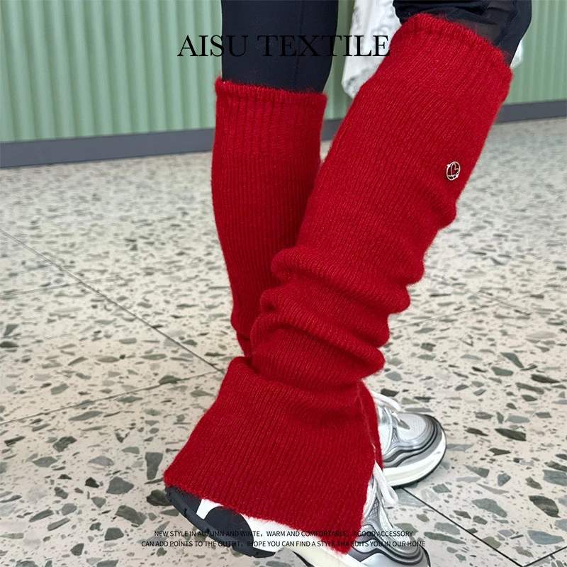 韩国新款针织袜套ins保暖护腿针织腿套慵懒百搭纯色堆堆袜小腿袜