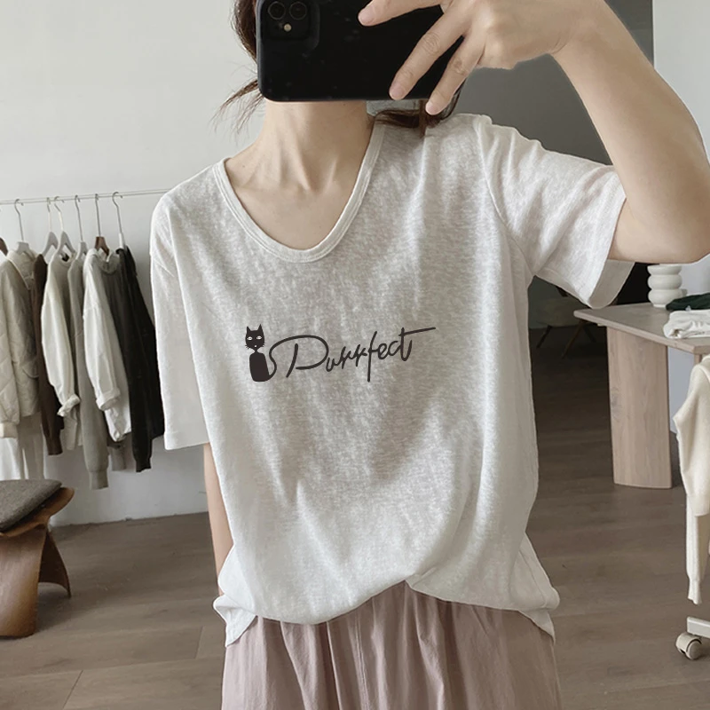 薄款透气圆领t恤女夏季新款宽松显瘦韩版简约上衣短袖减龄打底衫