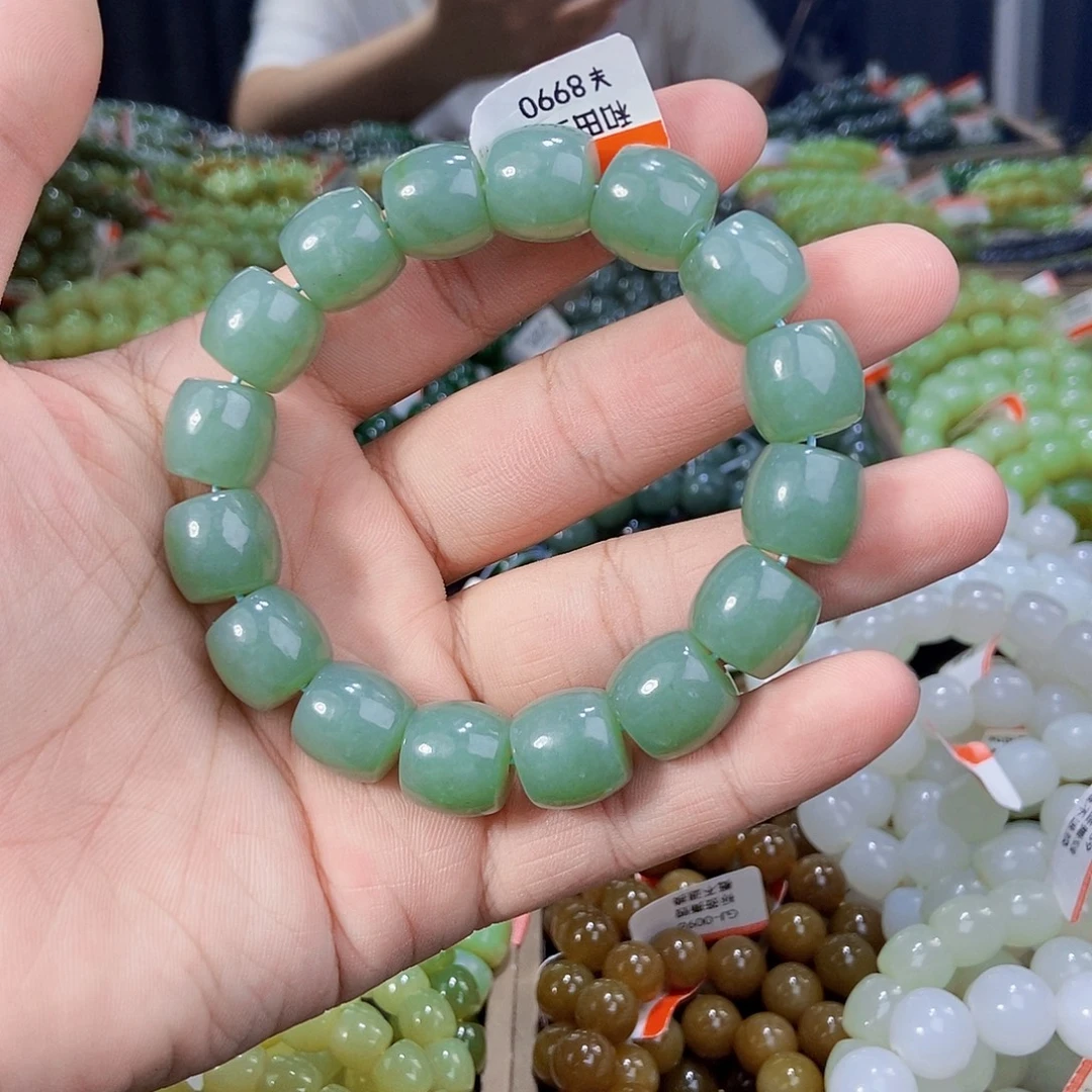 未镶嵌手串和田玉纯天然卡14新疆且末料且末蓝多样性发一