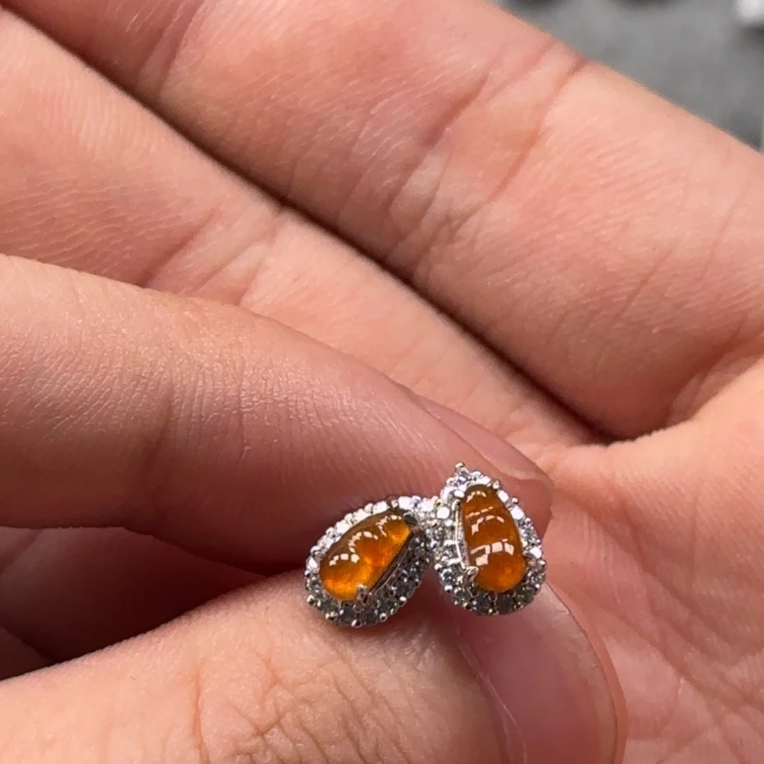 翡翠未镶嵌戒指耳钉