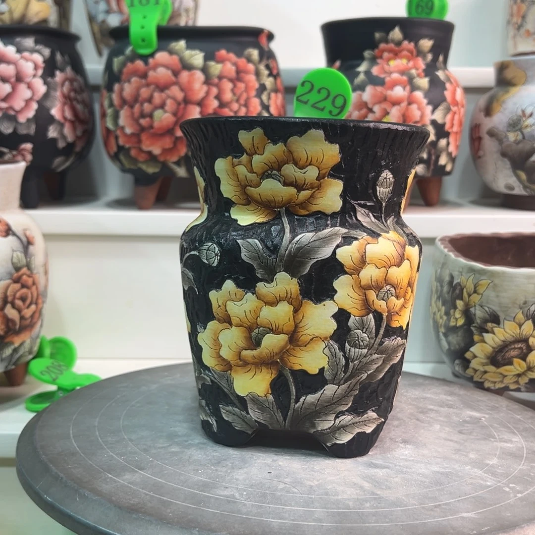 花盆紫砂手绘花盆229