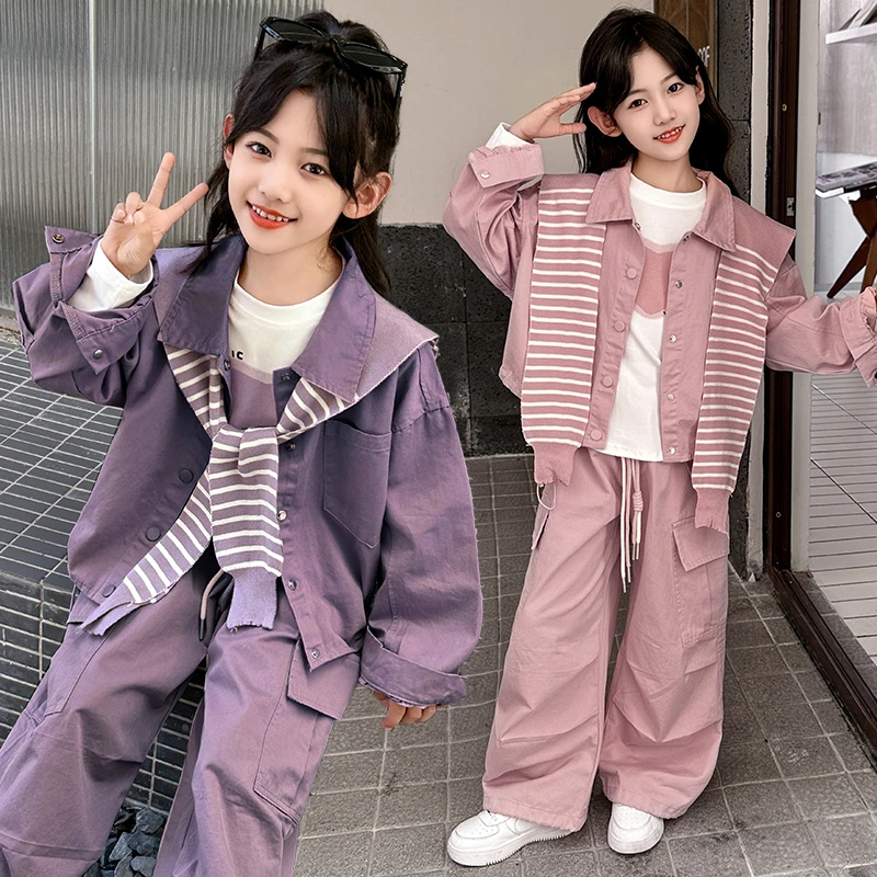 [专柜品质]女童套装2025新款洋气儿童装休闲春装小女孩工装两件套